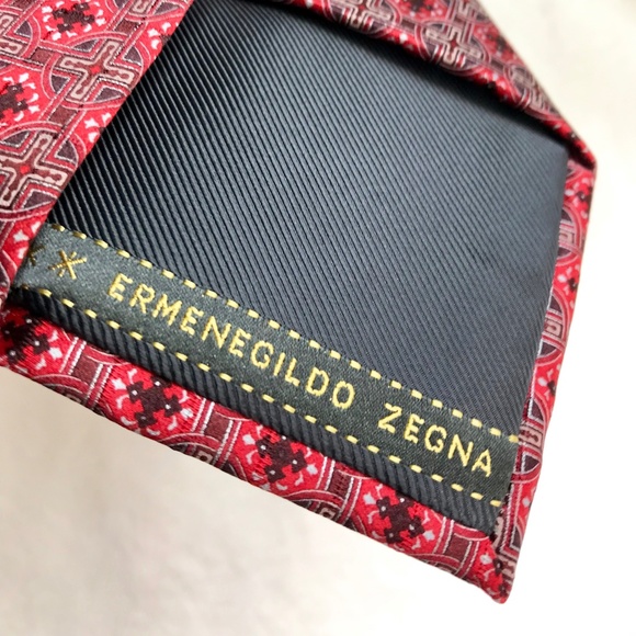 Ermenegildo Zegna Tie CARDINAL Red pattern Silk - Picture 1 of 7